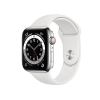 Refurbished Apple Watch Serie 6 | 44mm | Stainless Silber | Weißes Sportarmband | GPS | WiFi + 4G