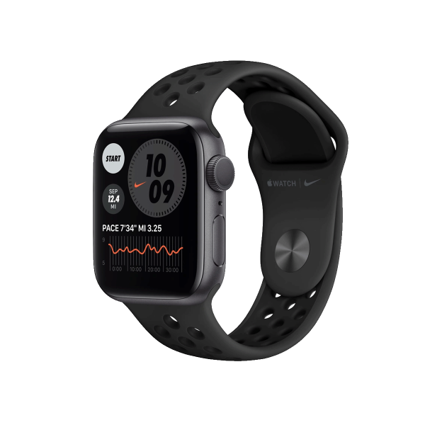 Refurbished Apple Watch Serie 6 | 40mm | Aluminium Spacegrau | Schwarzes Nike Sportarmband | GPS | WiFi