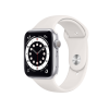 Refurbished Apple Watch Serie 6 | 44mm | Aluminium Silber | Weißes Sportarmband | GPS | WiFi + 4G