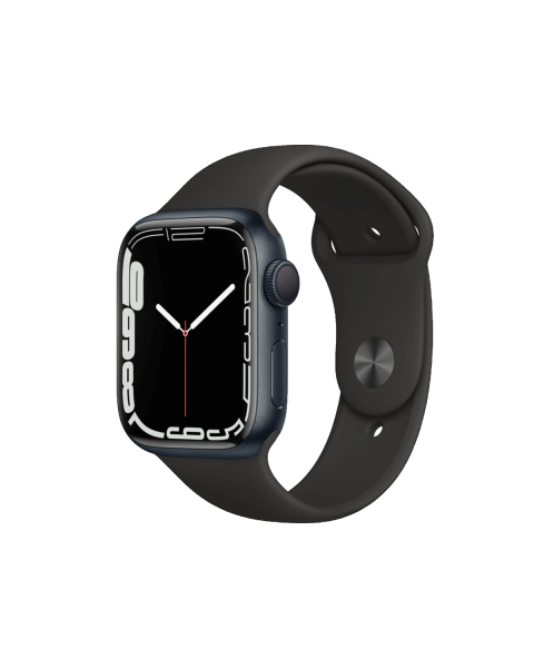 Refurbished Apple Watch Serie 7 | 41mm | Aluminium Mitternachtsblau | Schwarzes Sportarmband | GPS | WiFi