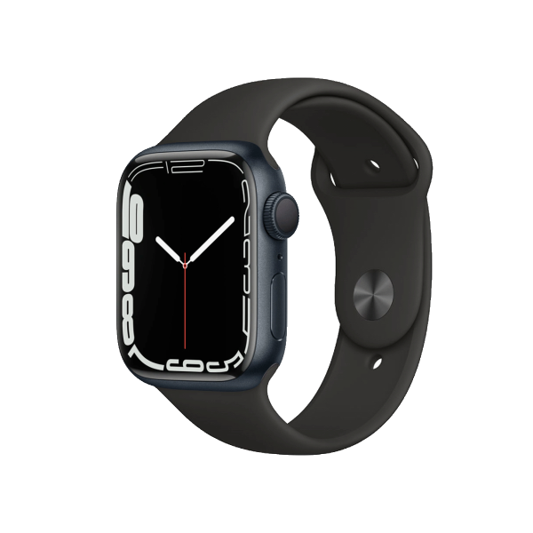 Refurbished Apple Watch Serie 7 | 41mm | Aluminium Mitternachtsblau | Schwarzes Sportarmband | GPS | WiFi