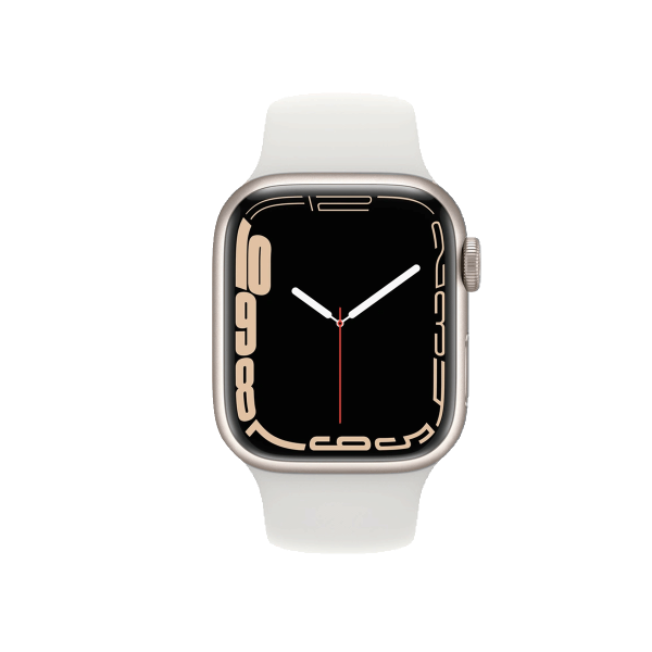 Refurbished Apple Watch Serie 7 | 41mm | Aluminium Starlight Weiß | Weißes Sportarmband | GPS | WiFi + 4G