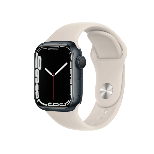 Refurbished Apple Watch Serie 7 | 41mm | Aluminium Mitternachtsblau | Wei&szlig;es Sportarmband | GPS | WiFi