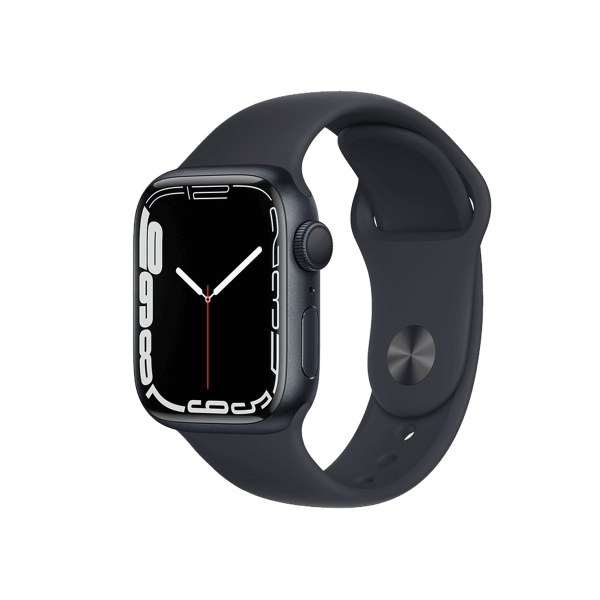 Refurbished Apple Watch Serie 7 | 41mm | Aluminium Mitternachtsblau | Blaues Sportarmband | GPS | WiFi + 4G