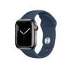 Refurbished Apple Watch Serie 7 | 41mm | Stainless Steel Graphit | Blaues Sportarmband | GPS | WiFi + 4G