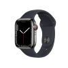 Refurbished Apple Watch Serie 7 | 41mm | Stainless Graphit | Mitternachtsblaues Sportarmband | GPS | WiFi + 4G