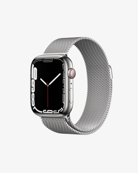 Refurbished Apple Watch Serie 7 | 41mm | Stainless Steel Silber | Silber Milanaiseband | GPS | WiFi + 4G