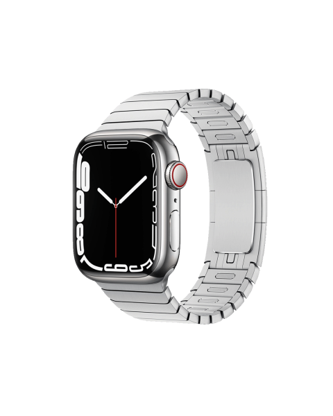 Refurbished Apple Watch Serie 7 | 41mm | Stainless Steel Silber | Silbernes Gliederarmband | GPS | WiFi + 4G