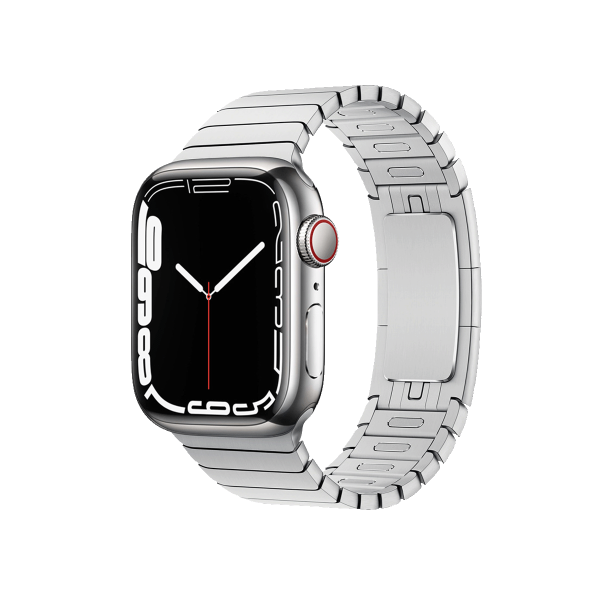 Refurbished Apple Watch Serie 7 | 41mm | Stainless Steel Silber | Silbernes Gliederarmband | GPS | WiFi + 4G