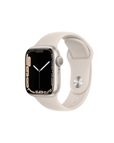 Refurbished Apple Watch Serie 7 | 41mm | Aluminium Starlight Weiß | Starlight Weiß Sportarmband | GPS | WiFi