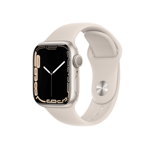 Refurbished Apple Watch Serie 7 | 41mm | Aluminium Starlight Weiß | Starlight Weiß Sportarmband | GPS | WiFi