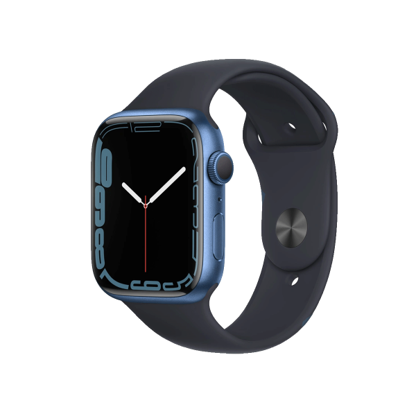 Refurbished Apple Watch Serie 7 | 45mm | Aluminium Blau | Mitternachtsblaues Sportarmband | GPS | WiFi + 4G