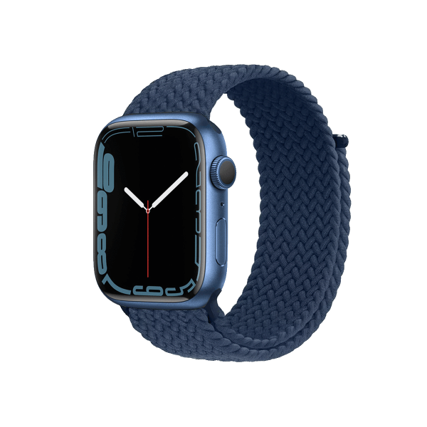 Refurbished Apple Watch Serie 7 | 45mm | Aluminium Blau | Blauer geflochtener Solo Loop | GPS | WiFi