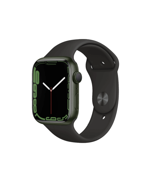 Refurbished Apple Watch Serie 7 | 45mm | Aluminium Gr&uuml;n | Schwarzes Sportarmband | GPS | WiFi