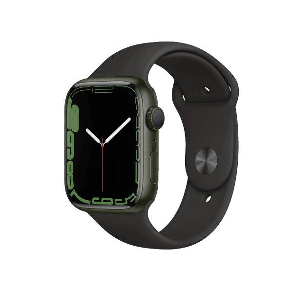 Refurbished Apple Watch Serie 7 | 45mm | Aluminium Gr&uuml;n | Schwarzes Sportarmband | GPS | WiFi