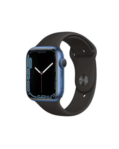 Refurbished Apple Watch Serie 7 | 45mm | Aluminium Blau | Schwarzes Sportarmband | GPS | WiFi + 4G