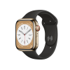 Refurbished Apple Watch Serie 7 | 45mm | Aluminium Gold | Schwarzes Sportarmband | GPS | WiFi + 4G