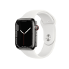 Refurbished Apple Watch Serie 7 | 45mm | Stainless Steel Graphit | Weißes Sportarmband | GPS | WiFi + 4G