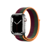 Refurbished Apple Watch Serie 7 | 45mm | Stainless Steel Silber | Dunkelkirsche/Waldgr&uuml;nes Sportarmband | GPS | WiFi + 4G