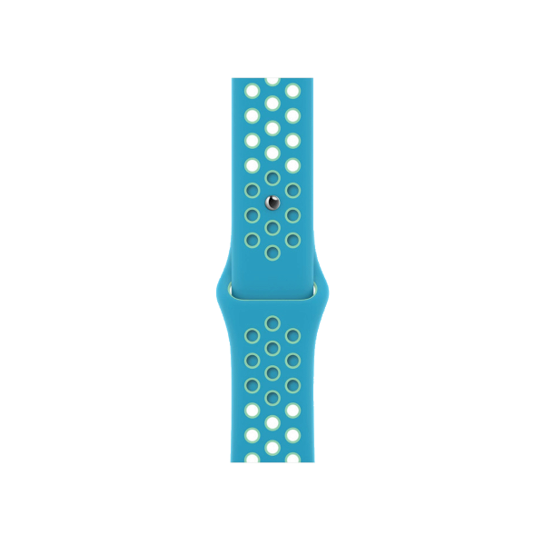 Refurbished Apple Watch Serie 7 | 45mm | Titanium Gold | Chlorblau/Grün Nike Sportarmband | GPS | WiFi + 4G
