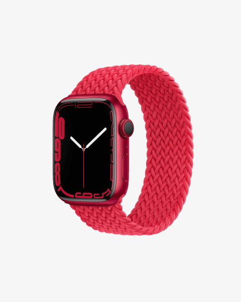 Refurbished Apple Watch Serie 7 | 45mm | Aluminium Rot | Roter geflochtene Solo Loop | GPS | WiFi