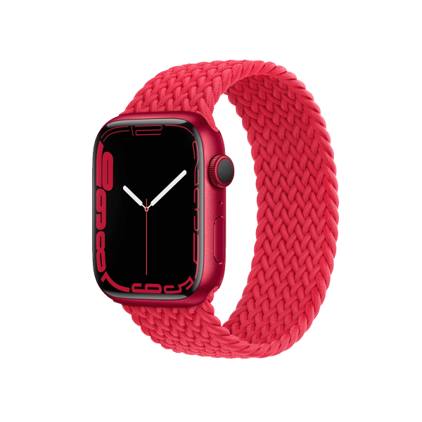 Refurbished Apple Watch Serie 7 | 45mm | Aluminium Rot | Roter geflochtene Solo Loop | GPS | WiFi