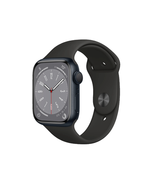 Refurbished Apple Watch Serie 8 | 41mm | Aluminium Mitternachtsblau | Schwarzes Sportarmband | GPS | WiFi