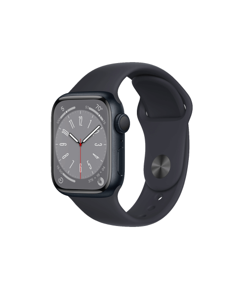 Refurbished Apple Watch Serie 8 | 41mm | Aluminium Mitternachtsblau | Mitternachtsblaues Sportarmband | GPS | WiFi + 4G