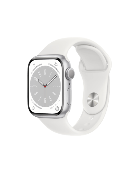 Refurbished Apple Watch Serie 8 | 41mm | Aluminium Silber | Weißes Sportarmband | GPS | WiFi