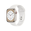 Refurbished Apple Watch Serie 8 | 45mm | Aluminium Starlight Weiß | Weißes Sportarmband | GPS | WiFi + 4G