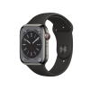 Refurbished Apple Watch Serie 8 | 45mm | Stainless Steel Graphit | Schwarzes Sportarmband | GPS | WiFi + 4G