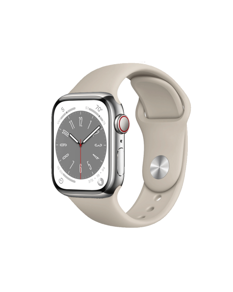 Refurbished Apple Watch Serie 8 | 45mm | Stainless Steel Silber | Stone Sportarmband | GPS | WiFi + 4G