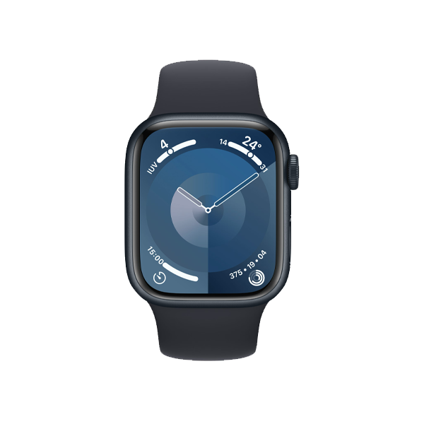 Refurbished Apple Watch Serie 9 | 41mm | Aluminium Mitternacht | Mitternacht Sportarmband M/L | GPS | WiFi