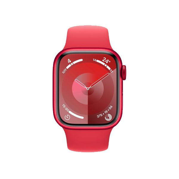 Refurbished Apple Watch Serie 9 | 41mm | Aluminium Rot | Rotes Sportarmband M/L | GPS | WiFi