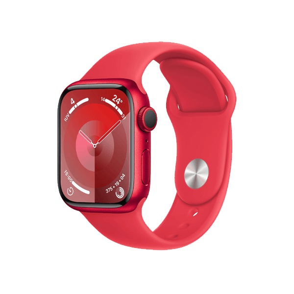 Refurbished Apple Watch Serie 9 | 41mm | Aluminium Rot | Rotes Sportarmband M/L | GPS | WiFi
