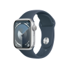 Refurbished Apple Watch Serie 9 | 41mm | Aluminium Silber | Blaues Sportarmband M/L | GPS | WiFi