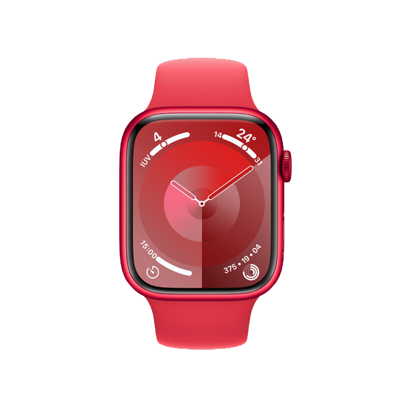 Refurbished Apple Watch Serie 9 | 45mm | Aluminium Rot | Rotes Sportarmband M/L | GPS | WiFi