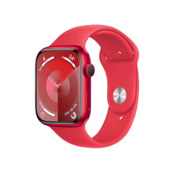 Refurbished Apple Watch Serie 9 | 45mm | Aluminium Rot | Rotes Sportarmband M/L | GPS | WiFi
