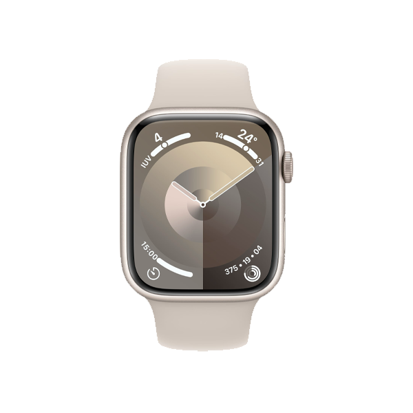 Refurbished Apple Watch Serie 9 | 45mm | Aluminium Polarstern | Polarstern Sportarmband S/M | GPS | WiFi + 4G