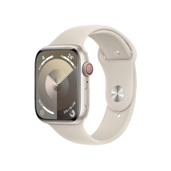 Refurbished Apple Watch Serie 9 | 45mm | Aluminium Polarstern | Polarstern Sportarmband S/M | GPS | WiFi + 4G