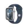 Refurbished Apple Watch Serie 9 | 45mm | Aluminium Silber | Blaues Sportarmband M/L | GPS | WiFi