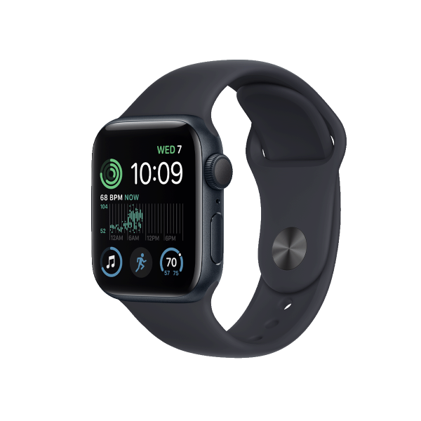 Refurbished Apple Watch Serie SE 2022 | 44mm | Aluminium Mitternachtsblau | Mitternachtsblaues Sportarmband | GPS | WiFi 