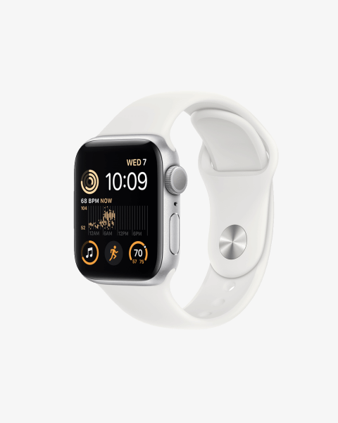 Refurbished Apple Watch Serie SE 2022 | 40mm | Aluminium Silber | Weißes Sportarmband | GPS | WiFi