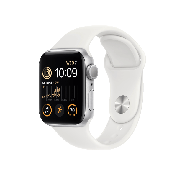 Refurbished Apple Watch Serie SE 2022 | 40mm | Aluminium Silber | Weißes Sportarmband | GPS | WiFi