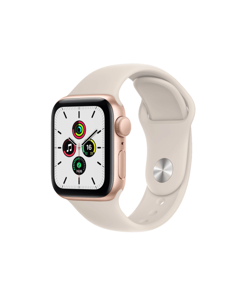 Refurbished Apple Watch Serie SE | 40mm | Aluminium Gold | Starlight Weißes Sportarmband | GPS | WiFi