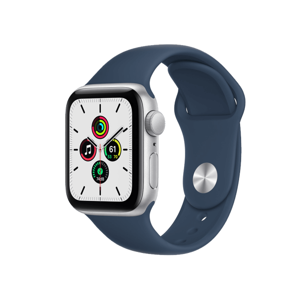 Refurbished Apple Watch Serie SE | 40mm | Aluminium Silber | Blaues Sportarmband | GPS | WiFi