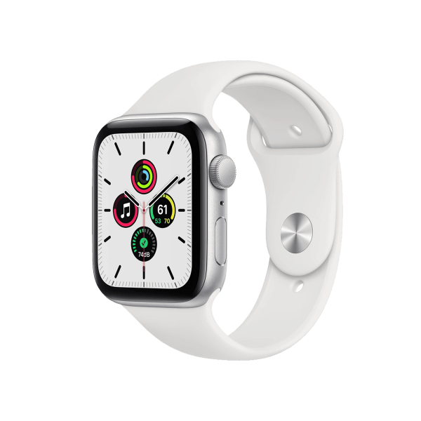 Refurbished Apple Watch Serie SE | 44mm | Aluminium Silber | Weißes Sportarmband | GPS | WiFi