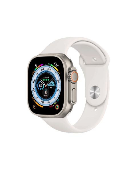 Refurbished Apple Watch Ultra | 49mm | Titan | Weißes Sportarmband | GPS | WiFi + 4G