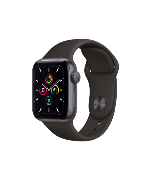 Refurbished Apple Watch Serie SE | 40mm | Aluminium Spacegrau | Schwarzes Sportarmband | GPS | WiFi + 4G