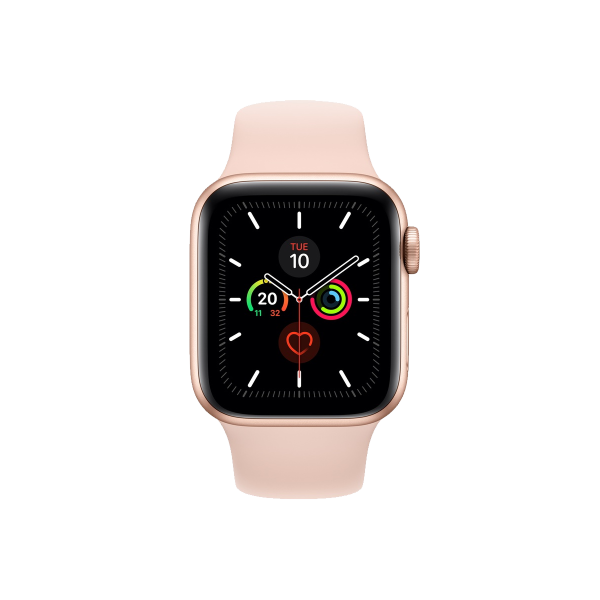 Refurbished Apple Watch Serie 5 | 44mm | Aluminium Gold | Rosa Sportarmband | GPS | WiFi + 4G